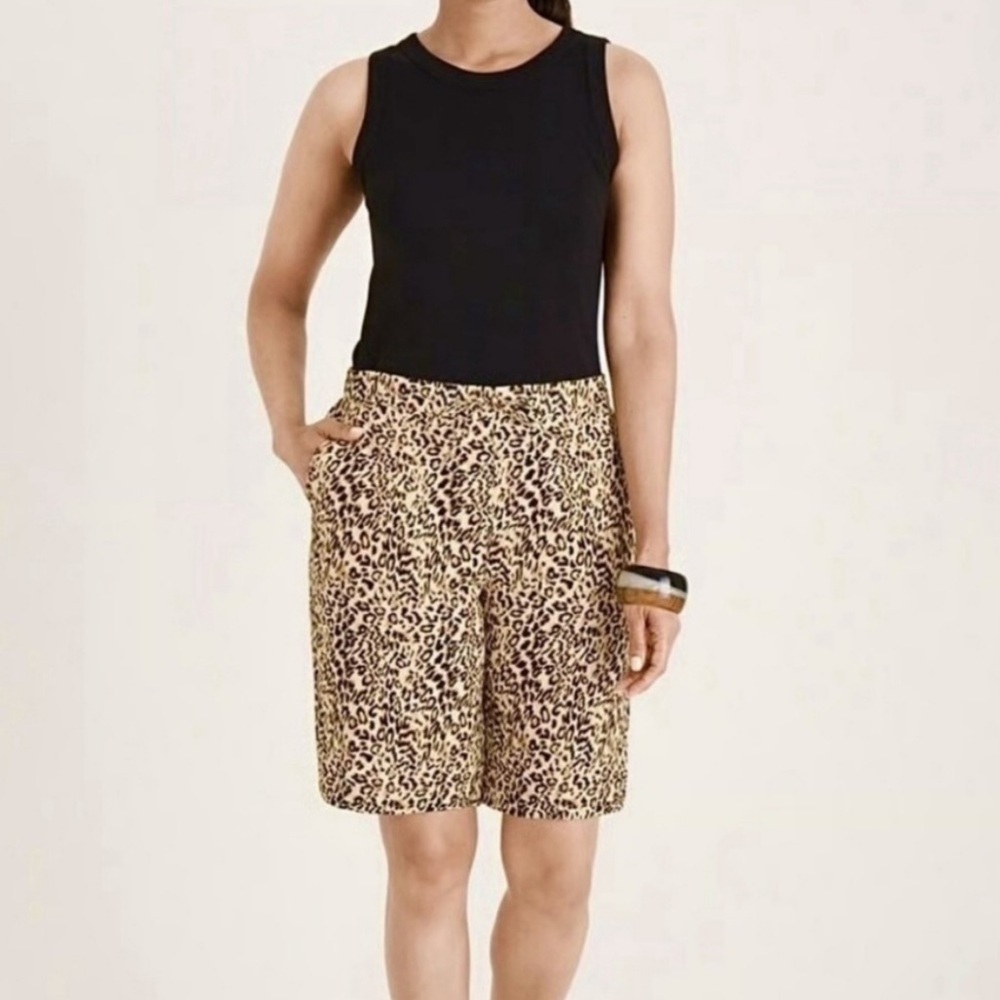 Chico's Cotton Leopard Print Shorts